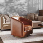 Fauteuil d'appoint de style club avec base pivotante à 360 degrés et accoudoirs inclinés