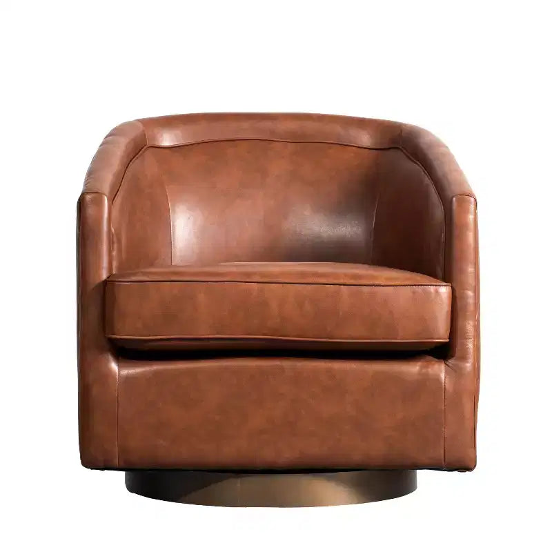 Fauteuil d'appoint de style club avec base pivotante à 360 degrés et accoudoirs inclinés