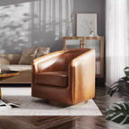 Fauteuil d'appoint de style club avec base pivotante à 360 degrés et accoudoirs inclinés