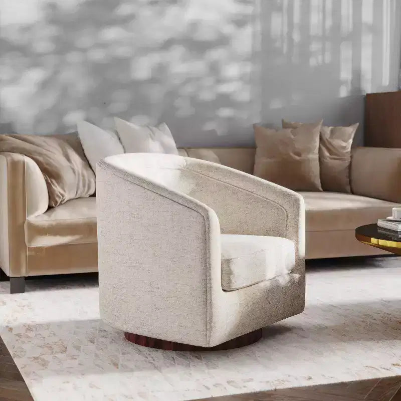 Fauteuil d'appoint de style club avec base pivotante à 360 degrés et accoudoirs inclinés
