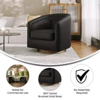 Fauteuil d'appoint de style club avec base pivotante à 360 degrés et accoudoirs inclinés