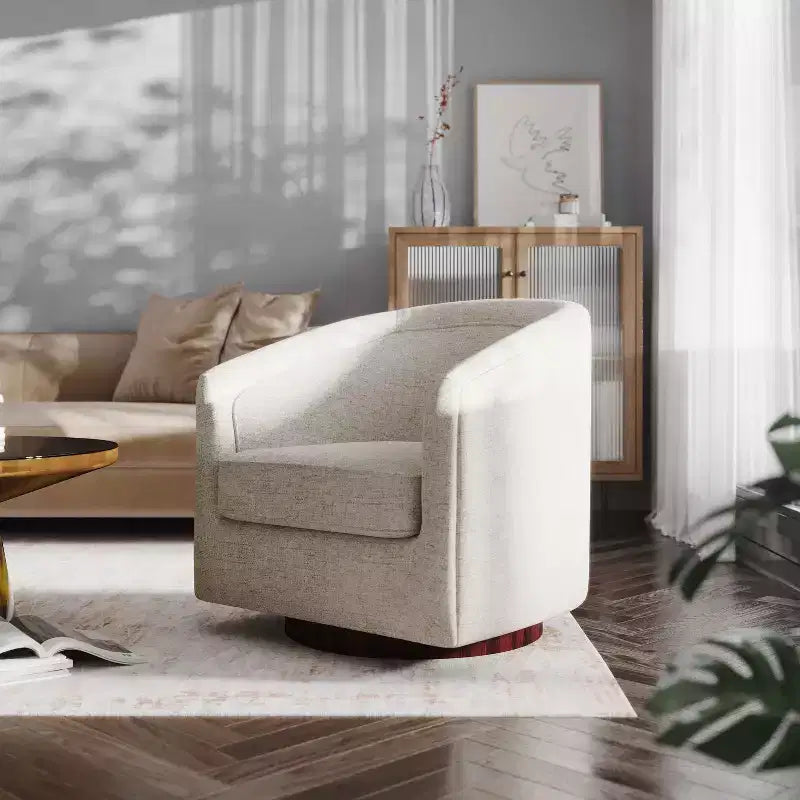 Fauteuil d'appoint de style club avec base pivotante à 360 degrés et accoudoirs inclinés