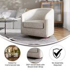 Fauteuil d'appoint de style club avec base pivotante à 360 degrés et accoudoirs inclinés