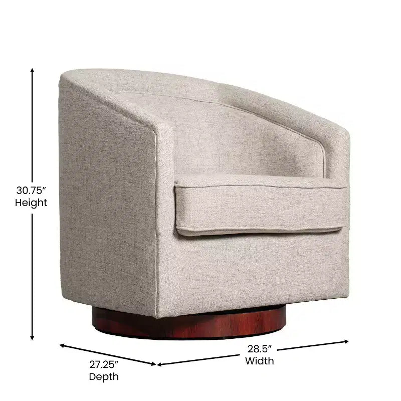 Fauteuil d'appoint de style club avec base pivotante à 360 degrés et accoudoirs inclinés