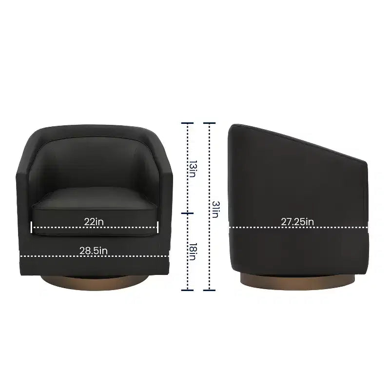 Fauteuil d'appoint de style club avec base pivotante à 360 degrés et accoudoirs inclinés