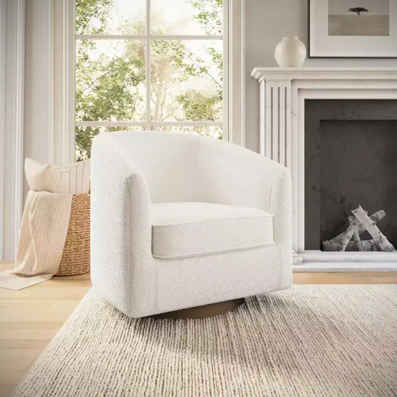 Fauteuil d'appoint de style club avec base pivotante à 360 degrés et accoudoirs inclinés