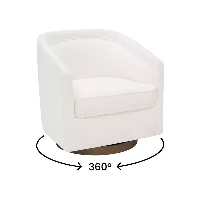 Fauteuil d'appoint de style club avec base pivotante à 360 degrés et accoudoirs inclinés