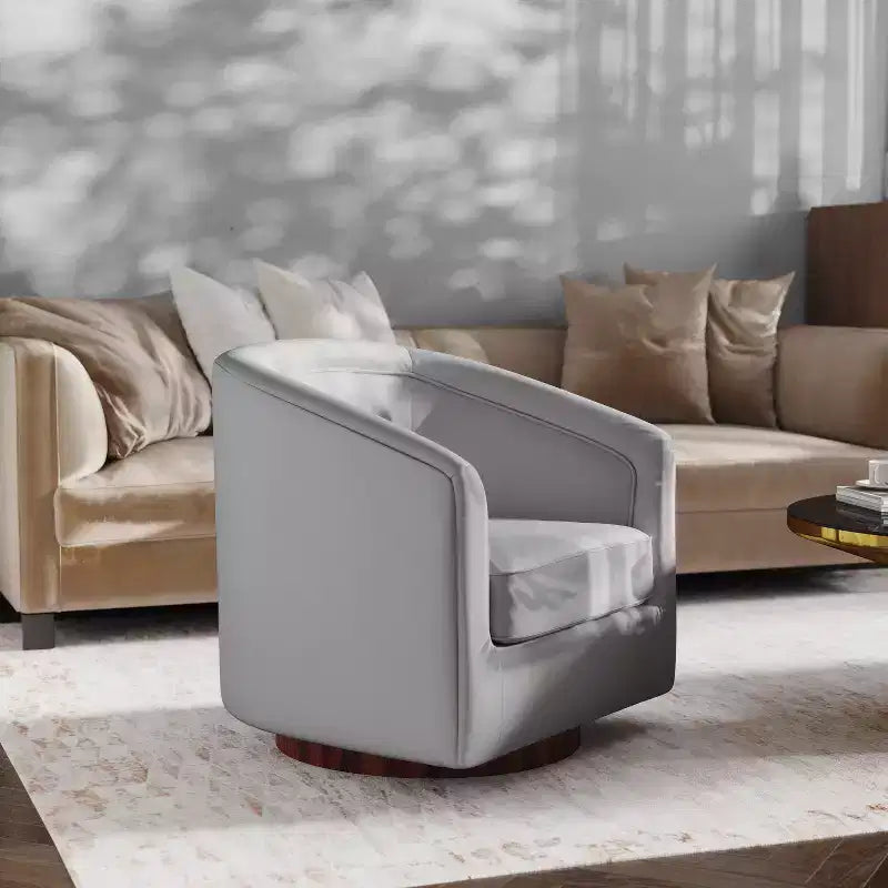 Fauteuil d'appoint de style club avec base pivotante à 360 degrés et accoudoirs inclinés