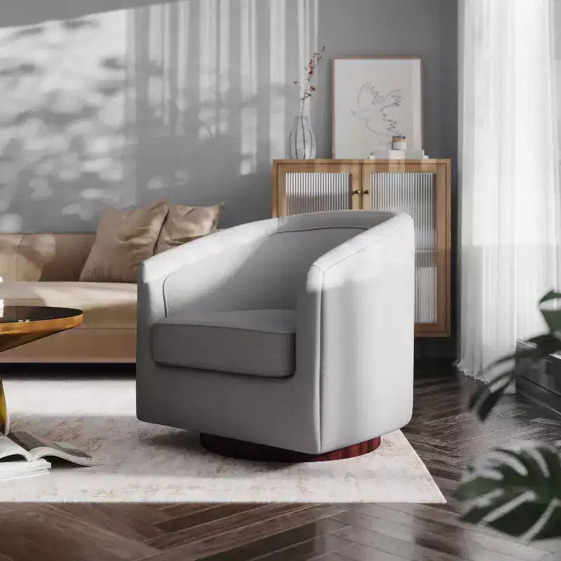 Fauteuil d'appoint de style club avec base pivotante à 360 degrés et accoudoirs inclinés