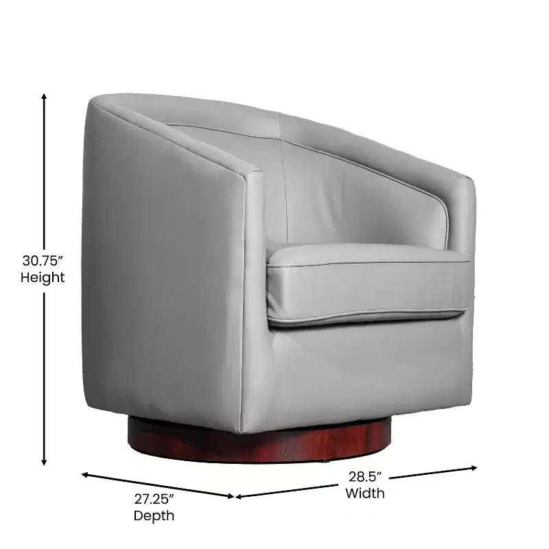 Fauteuil d'appoint de style club avec base pivotante à 360 degrés et accoudoirs inclinés