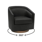 Fauteuil d'appoint de style club avec base pivotante à 360 degrés et accoudoirs inclinés