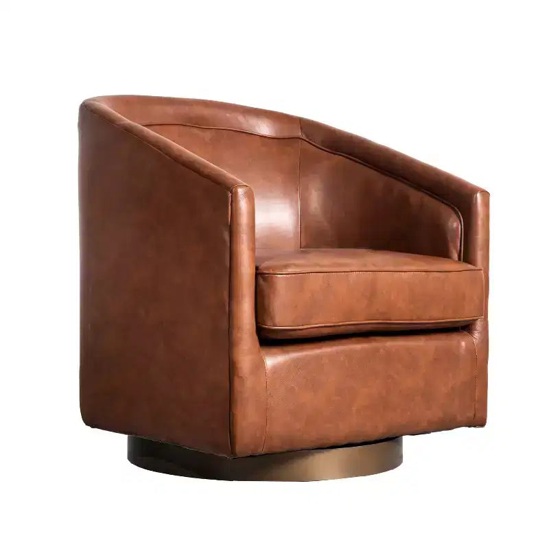 Fauteuil d'appoint de style club avec base pivotante à 360 degrés et accoudoirs inclinés