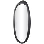 Miroir mural ovale abstrait en bois noir