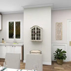 Étagère murale traditionnelle en bois 28x22 avec portes à volets arquées