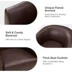 Fauteuil baril pivotant à 360 degrés en cuir véritable Molly Modern avec base en bois massif