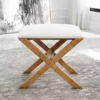 Banc Saint-Tropez 19 en tissu texturé blanc large