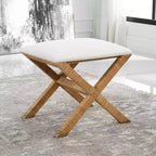 Banc Saint-Tropez 19 en tissu texturé blanc large