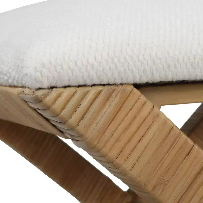 Banc Saint-Tropez 19 en tissu texturé blanc large