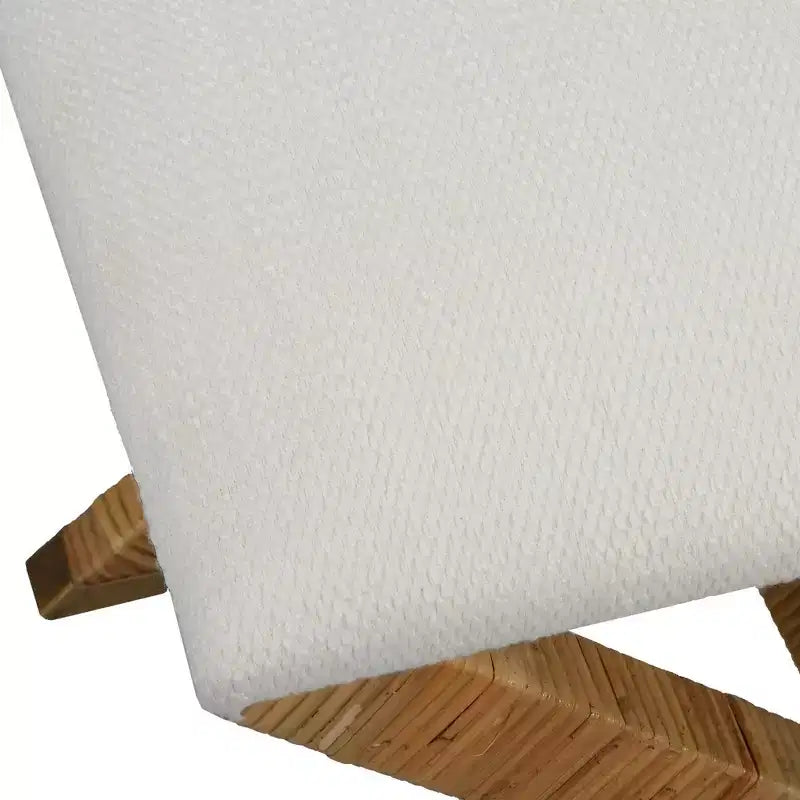 Banc Saint-Tropez 19 en tissu texturé blanc large