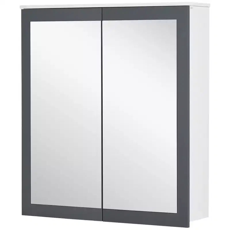 Armoire à pharmacie, miroir de salle de bain avec armoire de rangement et 2 étagères réglables, miroir de courtoisie mural de salle de bain, blanc