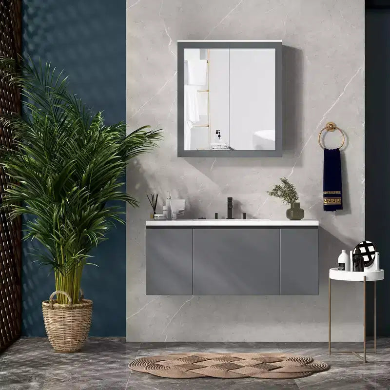 Armoire à pharmacie, miroir de salle de bain avec armoire de rangement et 2 étagères réglables, miroir de courtoisie mural de salle de bain, blanc