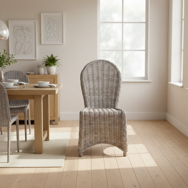 Chaise de salle à manger en osier Idola 19 H () - SEA7004 - Blanc délavé