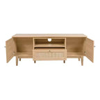 Meuble TV de ferme TVS1002A Finley 59 po. en cannage avec tiroir et portes de rangement – Convient aux téléviseurs jusqu'à 65 po. avec gestion des câbles