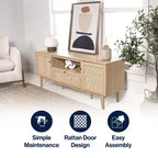 Meuble TV de ferme TVS1002A Finley 59 po. en cannage avec tiroir et portes de rangement – Convient aux téléviseurs jusqu'à 65 po. avec gestion des câbles