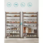Meuble à chaussures 8 niveaux en métal, étagères réglables, contient 32 à 40 paires, organisateurs de chaussures empilables