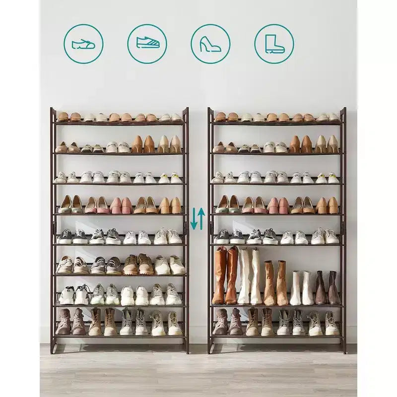 Meuble à chaussures 8 niveaux en métal, étagères réglables, contient 32 à 40 paires, organisateurs de chaussures empilables