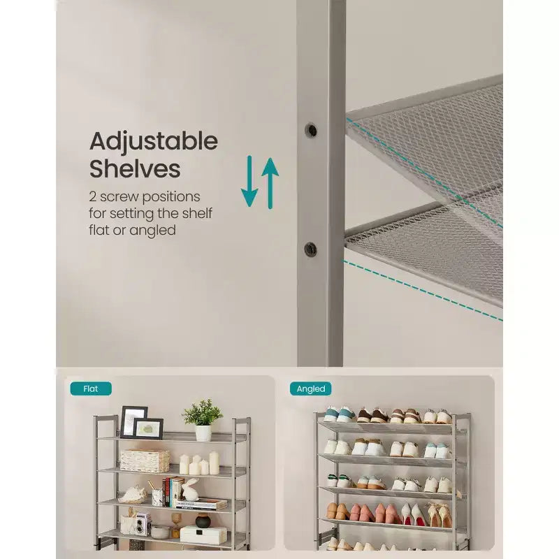 Meuble à chaussures 8 niveaux en métal, étagères réglables, contient 32 à 40 paires, organisateurs de chaussures empilables