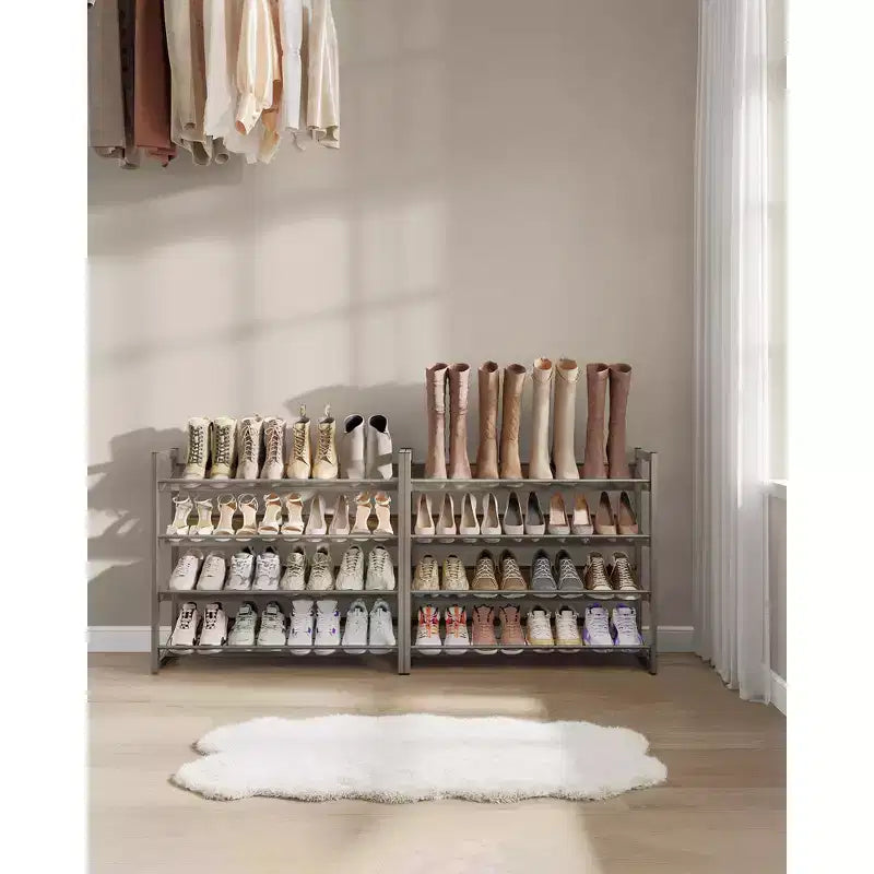 Meuble à chaussures 8 niveaux en métal, étagères réglables, contient 32 à 40 paires, organisateurs de chaussures empilables