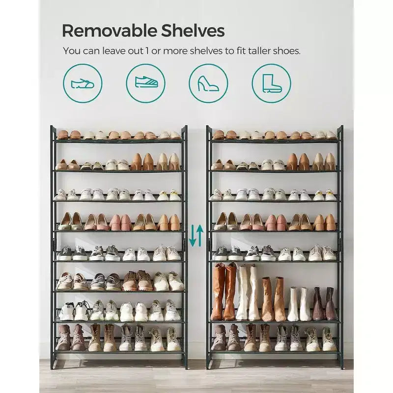 Meuble à chaussures 8 niveaux en métal, étagères réglables, contient 32 à 40 paires, organisateurs de chaussures empilables