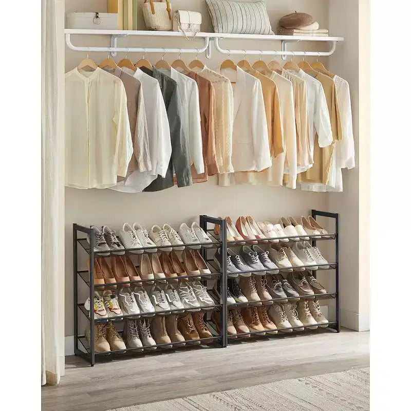 Meuble à chaussures 8 niveaux en métal, étagères réglables, contient 32 à 40 paires, organisateurs de chaussures empilables