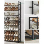 Meuble à chaussures 8 niveaux en métal, étagères réglables, contient 32 à 40 paires, organisateurs de chaussures empilables