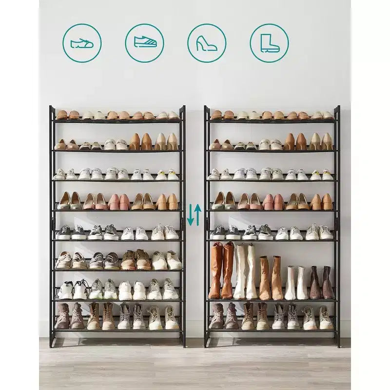 Meuble à chaussures 8 niveaux en métal, étagères réglables, contient 32 à 40 paires, organisateurs de chaussures empilables