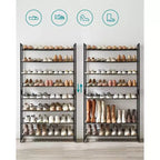 Meuble à chaussures 8 niveaux en métal, étagères réglables, contient 32 à 40 paires, organisateurs de chaussures empilables