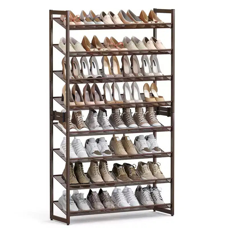 Meuble à chaussures 8 niveaux en métal, étagères réglables, contient 32 à 40 paires, organisateurs de chaussures empilables