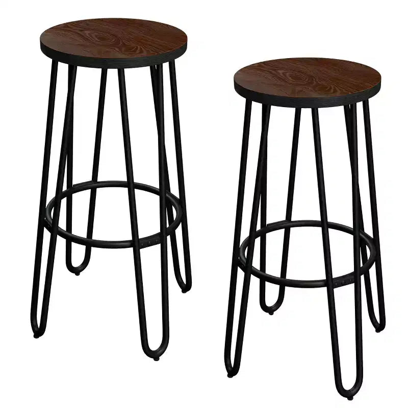 Tabourets de bar hauteur comptoir - Tabourets de bar ronds en bois avec pieds épingles à cheveux