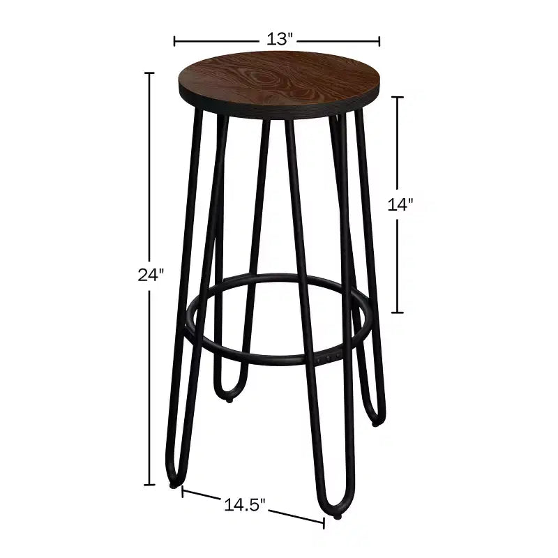 Tabourets de bar hauteur comptoir - Tabourets de bar ronds en bois avec pieds épingles à cheveux