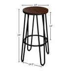 Tabourets de bar hauteur comptoir - Tabourets de bar ronds en bois avec pieds épingles à cheveux
