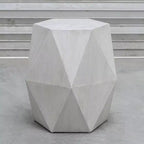 Table d'appoint géométrique Volker 18 en bois cérusé blanc