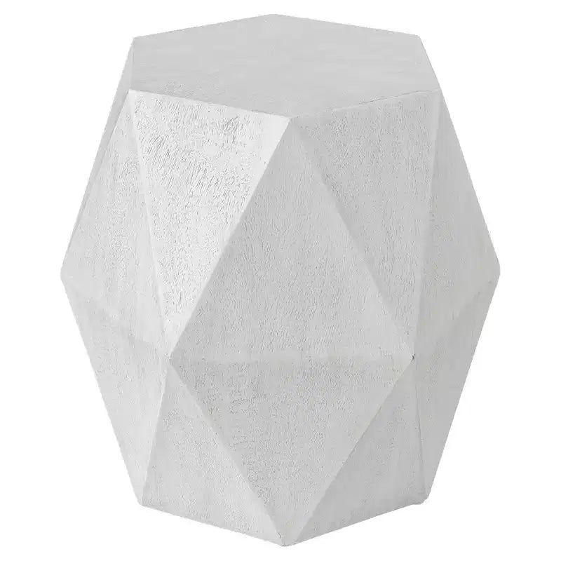 Table d'appoint géométrique Volker 18 en bois cérusé blanc
