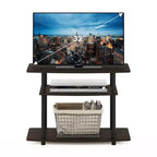 Meuble TV à 3 niveaux pour téléviseurs jusqu'à 32 pouces, meuble console multimédia, aucun outil requis, brun foncé/noir