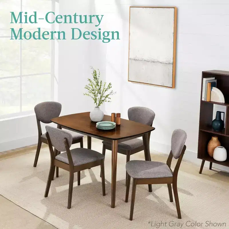 Ensemble de salle à manger compact en bois, style moderne milieu de siècle, avec 4 chaises, assise et dossier rembourrés