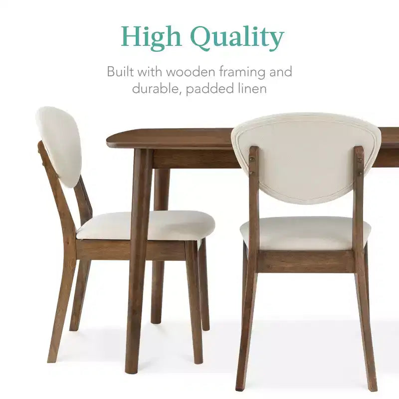 Ensemble de salle à manger compact en bois, style moderne milieu de siècle, avec 4 chaises, assise et dossier rembourrés