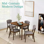 Ensemble de salle à manger compact en bois, style moderne milieu de siècle, avec 4 chaises, assise et dossier rembourrés