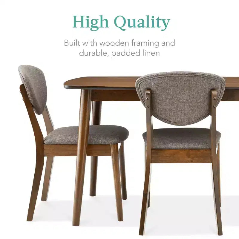 Ensemble de salle à manger compact en bois, style moderne milieu de siècle, avec 4 chaises, assise et dossier rembourrés