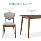 Ensemble de salle à manger compact en bois, style moderne milieu de siècle, avec 4 chaises, assise et dossier rembourrés