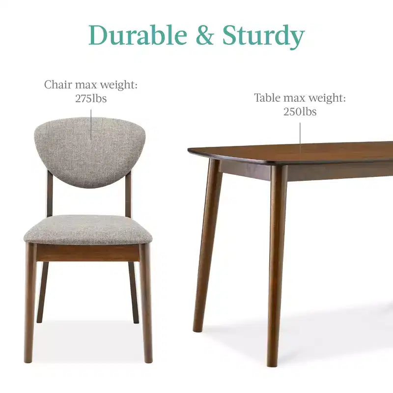 Ensemble de salle à manger compact en bois, style moderne milieu de siècle, avec 4 chaises, assise et dossier rembourrés